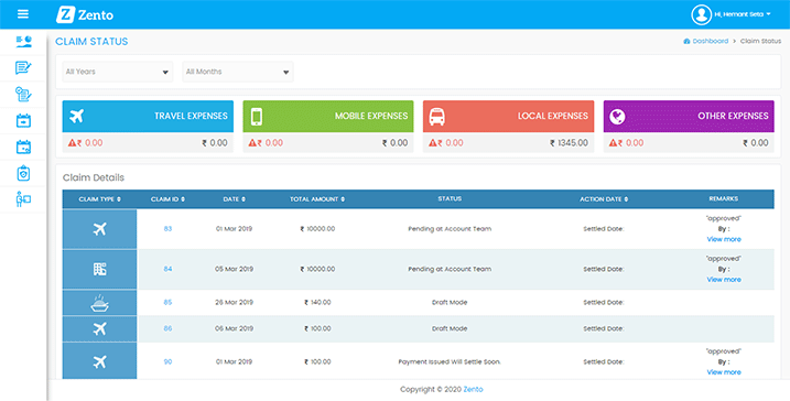 Employee Uploads Expense Claims | Zento